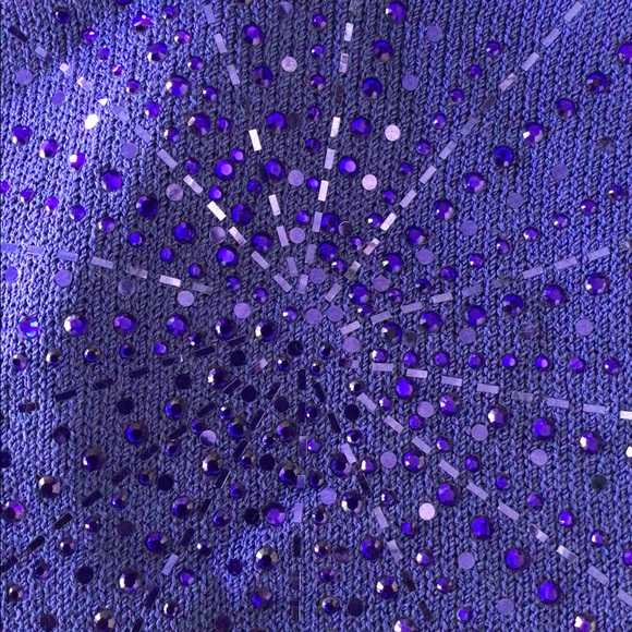 ST JOHN EVENING PURPLE SWAROVSKI KNIT SWEATER SIZE 2 - Picture 14 of 16